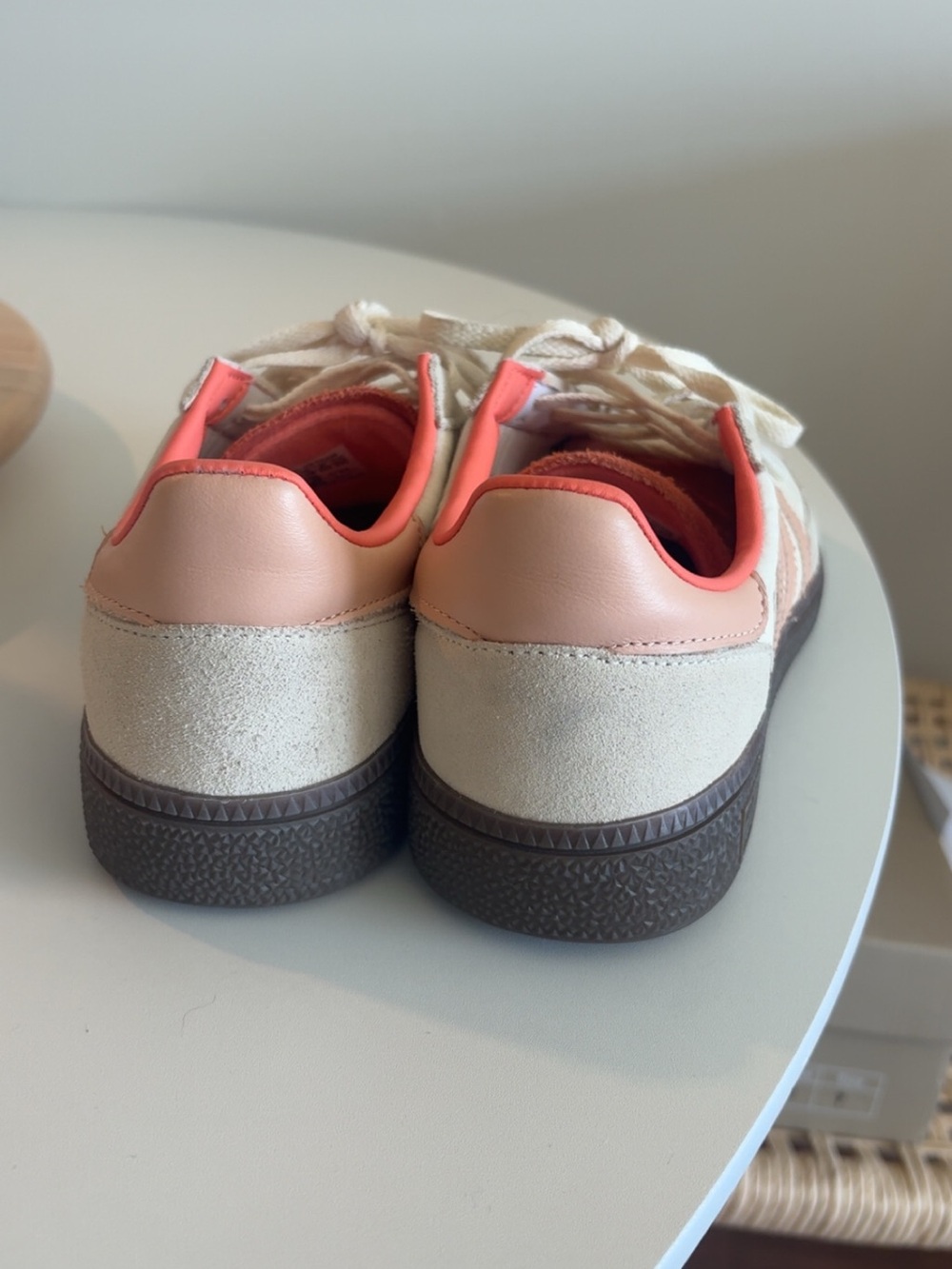 Special edition adidas Cream Suede Sneakers with Peach Accents - Picture 7 of 8